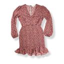 The Row  A Burgundy Floral Long Sleeve Ruffle Smoked Dress Long Sleeve Size L Photo 3