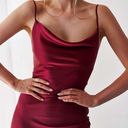 NWT S Wine Red Sleeveless Satin Cowl Neck Dress Photo 4