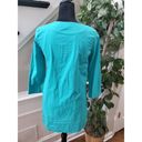 Harper  Women's Blue Solid 100% Cotton V-Neck Long Sleeve Knee Length Dress Small Photo 8