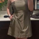 Miou Muse Strapless sage green satin mini dress with large bow in back Photo 0