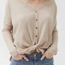 Out From Under  Urban Outfitters Top Tan Waffle Knit Button Detail Womens Small Photo 0