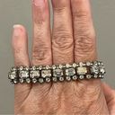 The Row VINTAGE UNSIGNED RHINESTONE CRYSTAL SILVER  BRACELET 3 EMERALD CUT ROUND Photo 0