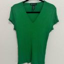 Inc international  Concepts Ribbed Short Sleeve Green V-Neck Top Large Photo 1