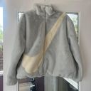 Nike Women’s Gray Swoosh Faux Fur Jacket Photo 1