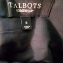 Talbots  SIZE 8 black skirt with large purple and pink flowers and a-line Photo 3
