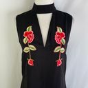 Pretty Little Thing New  Embroidered Floral Choker Neck Shift Dress Black Size 4 Photo 3