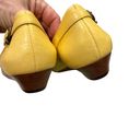 Frye Wedges  Yellow Leather Buckle Detail Peep Toe Wedges, Sz 8 Photo 8