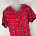 One Piece Vintage Night Flowers Plaid Flannel Romper Red  Pajama Photo 1