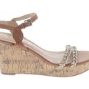 Unisa  Tan and Gold Braided Wedge Cork Heels Photo 5