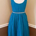 Donna Morgan NEW  ModCloth Teal Turquoise Eyelet Fit & Flare Belted Tea Dress 6 Photo 4