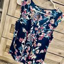 Candie's Candie’s “Spring Bouquet Blue” Pintuck Floral Sleeveless Blouse Size SMALL NWOT Photo 2