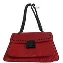 Badgley Mischka  Red Crocodile-Embossed Vegan Leather Studded Crossbody Handbag Photo 11