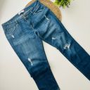 CAbi  Jeans Slim Boyfriend Distressed Stretch Whiskering Dark Wash Blue Size 8 Photo 1