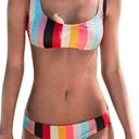 Amazon NEW  Two Piece Swimsuit Rainbow Striped Bandeau Padded Women’s Medium Photo 0