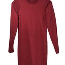 Monrow Ribbed Knit Trim Long Sleeve Knee Length Sweater Dress in Burnt Red Photo 0