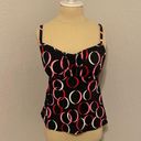 Caribbean Joe Red, Pink, and White Circle Tank Swimsuit Tap Photo 0