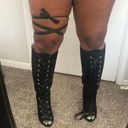 Shoedazzle Knee high Peep Toed tie Up Boots Photo 2