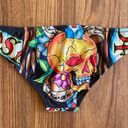 Ed Hardy Vintage Y2K Rare Black Gold Skulls String Triangle Edgy Bikini Set NEW Photo 10