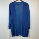 J.Jill  Cardigan Sweater LP Blue Linen Blend Open Front Longline‎ Petite Photo 3