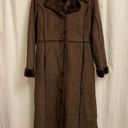 Anne Klein  Brown Faux Suede & Fur Overcoat Photo 0