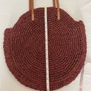 American Eagle  Straw Beach Bag Circular Rust Dark Red Large Tote Summer Spring Photo 5