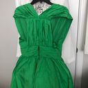 Tracy Reese New  Kelly Shirred Frock Lime Dress Pleated Overlay Taffeta Photo 3