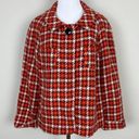 Banana Republic  Jacket Womens Large Maroon Orange Houndstooth Wool Blend 3/4 Sl‎ Photo 14