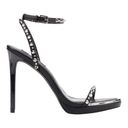 DKNY Black Leather Studded Stiletto Heel Minimalist Ankle Strap Sandal  Dacia Photo 2