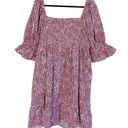 Eloquii  Elements Ruched Smocked Empire Waist Puff Sleeve Mini Dress Sz 18 Photo 6