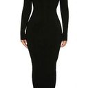 Naked Wardrobe  Black Snatched Ribbed Crewneck Long Sleeve Dress Size XS $68 Photo 0