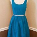 Donna Morgan NEW  ModCloth Teal Turquoise Eyelet Fit & Flare Belted Tea Dress 6 Photo 0