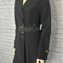 Croft & Barrow Kenneth Cole black trench coat with gold buttons and belt size medium Photo 5
