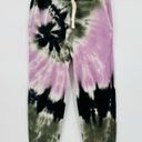 Electric & Rose Tie Dye Jogger Sweat Pants Drawstring Pockets Purple Green Small Photo 1