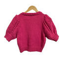 The Moon Day +  puff sleeve crochet knit hot pink knit cropped sweater Medium NEW Photo 5