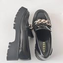 Guess  Women's Hillford Shiny Black Faux Leather Platform Chunky  Loafers Sz 7.5 Photo 3