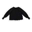 Frame  Womens Scalloped Lettuce Hem Pullover Sweatshirt Long Sleeve Black Medium Photo 4