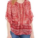 Style & Co . Red Sumatra Scarf Pintuck Blouse, new with tags Photo 0