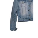 On Fire  Women's‎ Denim Jacket Cropped Button-Down Long Sleeve Blue Size Medium Photo 3