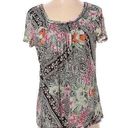 Christopher & Banks  Short Sleeve Blouse Women’s Size Small Multicolor Sheer Photo 0