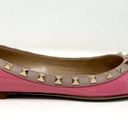 Valentino Garavani Valentino Rockstud Studded Two Toned Pink Tan Leather Pointed Toe Ballet Flats Photo 4