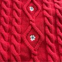 Daisy Springfield Reconsider Red Knit Sweater  Embroidered Crew Neck Size Medium Photo 4