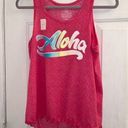 secret treasures Size small “ALOHA” pastel rainbow logo pink soft tank top ruffle hem Photo 0