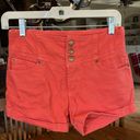 Bebe  High Rise Colored Denim Shorts Coral Womens 26 Photo 6