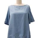 Massimo Dutti  Chambray Oversized Blouse Shirt Tie Back Top Bow Denim Photo 0