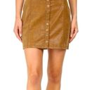 Free People  faux leather mini skirt Tan Size 4 Copper buttons Casual Photo 9