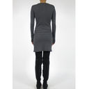 LA Made New  Striped Ribbed Knit Long Sleeve Henley Mini Dress Navy Grey Photo 5