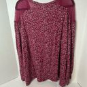 Skinny Girl  Mesh Shoulder Long Sleeve V-Neck Berry Sweatshirt Blouse Size 3X New! Photo 1