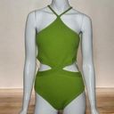 ZARA  women's Ribbed Green Cut Out Bodysuit Size M Photo 0