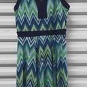 Enfocus Studio En Focus Studio Dress Womens Size 6 Blue Chevron Print Photo 0