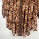 Coldwater Creek  Boho Button Up Tunic Top Cover Up Brown Sheer Pleated Size XL Photo 4